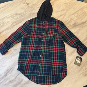 Art Class Flannel With Hoodie Boys Size XL New With Tags